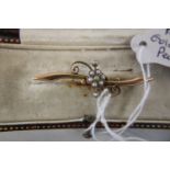 A vintage 9ct rose gold & seed pearl brooch in original fitted case
