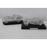 Two West German Hufbauer glass car models
