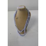 A pale blue quartz necklace with a 925 silver clasp