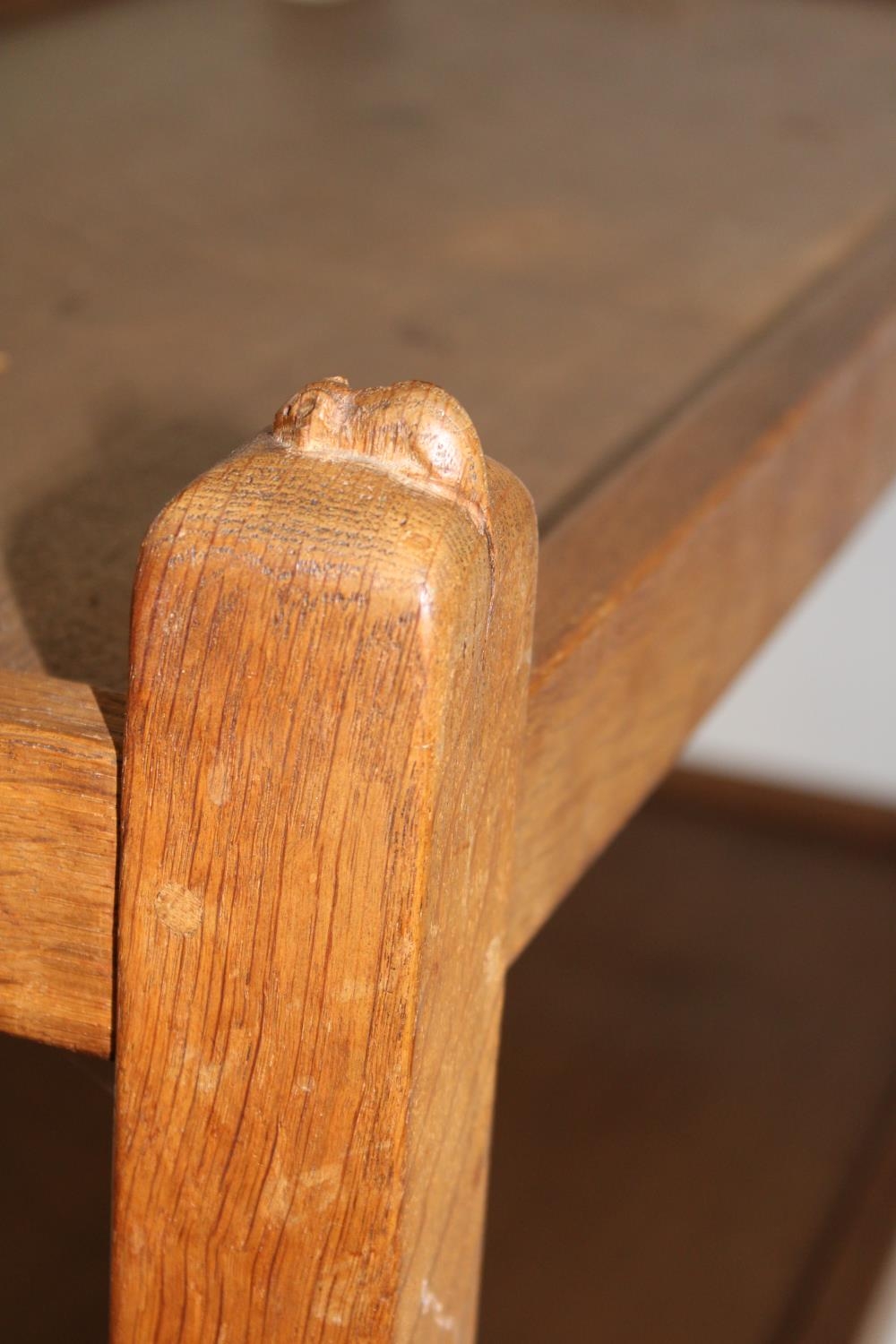 An original Robert (mouseman) Thompson 1950's early 1960's oak tea trolley, with trademark carved - Image 3 of 4