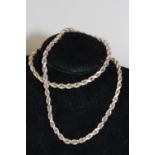 A heavy .925 silver rope twist necklace 70cm