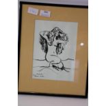 An original signed & framed ink sketch Frame size 35cm x 28cm