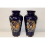 A large pair of blue ground decorative vases h38cm