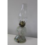 A quality brass & glass oil lamp 36cm tall