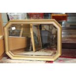 A large gold framed contemporary wall mirror 87cm x 63cm Collection Only