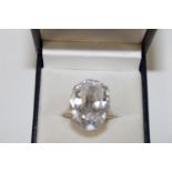 A 9ct gold & large topaz dress ring 10.3 grams in total size P