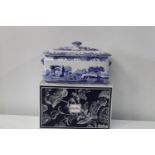 A large boxed Spode blue Italian ceramic bread bin