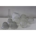 A selection of vintage glass lamp shades Collection Only