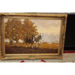 A large gilt framed oil on canvas by Arthur Lokie 89cm x 67cm Collection Only