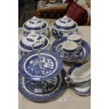 A selection of vintage blue & white bone china. churchill.