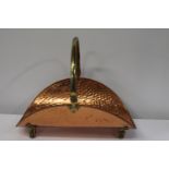 A large copper & brass log basket 52cm in diameter