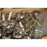 A large quantity of assorted plated flat ware