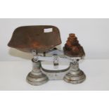A set of vintage scales & weights