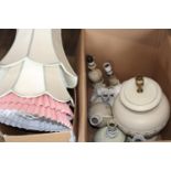 A job lot of assorted table lamps & shades