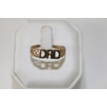 A 9ct gold 'Dad' ring 1.6 grams size X
