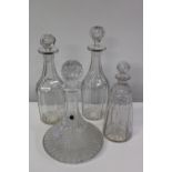 Four assorted vintage decanters