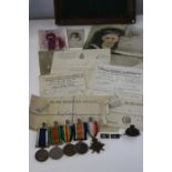 A set of five medals from WW1 & WW2 awarded to Private W J Osbourne RMLI No 8896 with full history