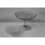 Two cut glass cake stands