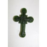A Chinese green jade crucifix