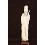 An antique hand carved ivory Immortal figure H16.5cm without stand