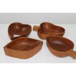 Four pieces of novelty treen playing card symbols