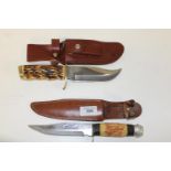 Two American style sheath knives one is by Schrade