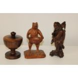 Three piece of collectable treen items tallest 20cm