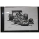 A limited edition print signed by Alan Stammer & Emerson Fitipaldi 103cm x 73cm