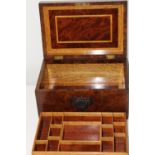 A quality Walnut veenered Victorian work box with a removable interior section 31cm x 20cm x 16cm
