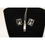 A set of vintage 925 silver earrings & 925 silver chain & pendant