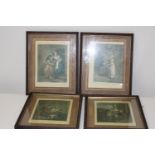 Four framed antique lithographic prints