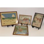 Three vintage wool work framed pictures