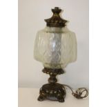 A large antique style glass shaded table lamp h62cm Collection only
