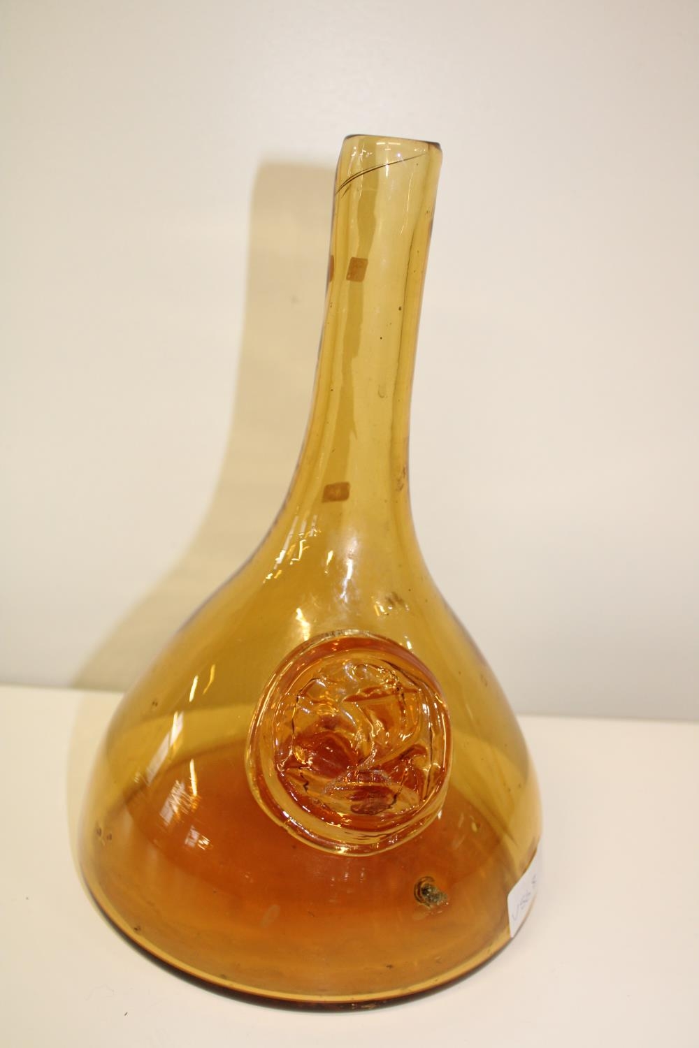A vintage Holmguard art glass bottle vase/decanter with Viking decoration h30cm