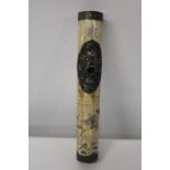 A Oriental bone carved & decorated opium pipe