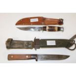 A WW2 period USM8 scabbard with a German WW2 period soligen balded fighting knife.