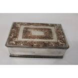 A vintage silver plate on copper box wood lined trinket box 14x9x5cm