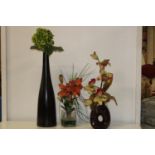 A selection of vase & artificial flowers