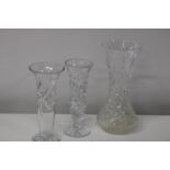 Three pieces of quality cut glass ware