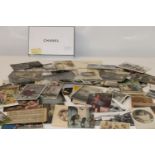 A box of vintage postcards, photo's & other ephemera