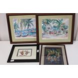 A selection of framed artwork