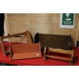 A selection of wooden book & magazine racks etc