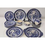 A selection of vintage blue & white bone china 33 pieces (sold as seen)
