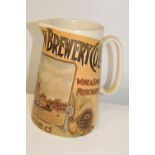 A vintage 'The Hook Norton Brewery Co' ceramic ale jug h22cm