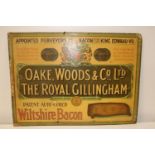 An original vintage printed on cardboard advertising sign for Wiltshire bacon 77x56cm Collection