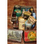 A large selection of vintage tins