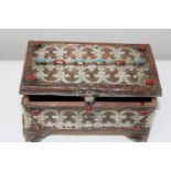 An Islamic style silver on copper trinket box 17cmx10cmx10cm