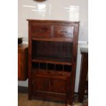 A dark wood cabinet with two over draws & cupboard under 120cm x 71cm x 40cm. collection only