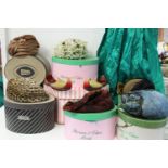 A selection of vintage hat boxes & contents Collection only