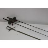 Two vintage fencing sabres & one other collection only